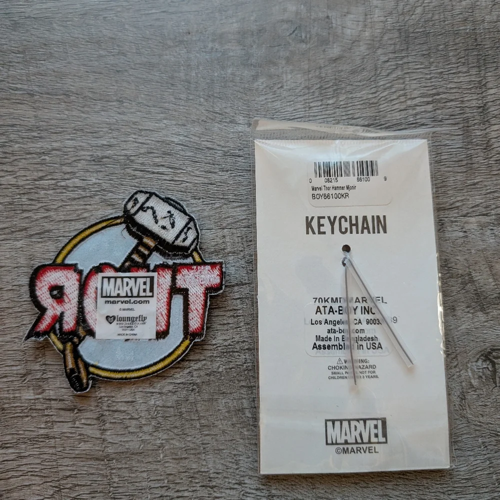 Marvel Thor Hammer Patch and Keychain Bundle - NWT Loungefly